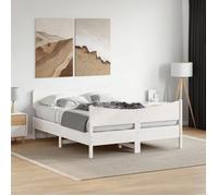 vidaXL Cadre de Lit avec Tête de Lit, Lit Double avec Sommier à Lattes, Lit Adulte de Chambre, Moderne, Blanc 160x200 cm 3216376