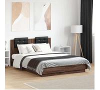 vidaXL Cadre de Lit avec Tête de Lit, Lit Double avec Sommier à Lattes, Lit Adulte de Chambre, Moderne, Chêne Marron 120x190