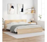 vidaXL Cadre de Lit avec Tête de Lit, Lit Double avec Sommier à Lattes, Lit Adulte, Meuble de Chambre à Coucher, Moderne, Chêne Sonoma 180x200 cm