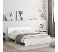 Vidaxl Cadre De Lit Avec Tête De Lit Blanc 140x200 Cm Blanc