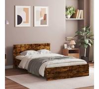 vidaXL Cadre de Lit avec Tête de Lit, Lit Double avec Sommier à Lattes, Lit Adulte, Meuble de Chambre à Coucher, Moderne, Chêne Fumé 120x190 cm