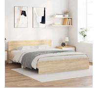 vidaXL Cadre de Lit avec Tête de Lit, Lit Double avec Sommier à Lattes, Lit Adulte, Meuble de Chambre à Coucher, Moderne, 3207499