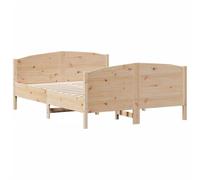 vidaXL Cadre de Lit avec Tête de Lit, Lit Double avec Sommier à Lattes, Lit Adulte, Meuble de Chambre à Coucher, 120x190 cm Bois de Pin Massif
