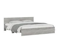 vidaXL Cadre de lit avec tête de lit – Lit double, sommier à lattes, Sonoma gris 200x200 cm