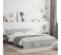vidaXL Cadre de Lit avec Tête de Lit, Lit Double avec Sommier à Lattes, Lit Adulte, Meuble de Chambre à Coucher, Moderne, Gris Béton 200x200 cm