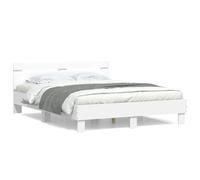 Vidaxl Cadre De Lit Avec Tête De Lit Blanc 140x190cm Bois D'ingénierie Blanc