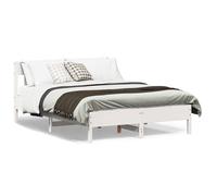 Cadre de Lit avec Tête de Lit, Lit Double avec Sommier à Lattes, Lit Adulte, Meuble de Chambre, Moderne, Blanc 120x190 cm Bois Pin Massif