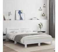 vidaXL Cadre de Lit avec Tête de Lit, Lit Double avec Sommier à Lattes, Lit Adulte, Meuble de Chambre, Moderne, Blanc 3207420 Blanc G