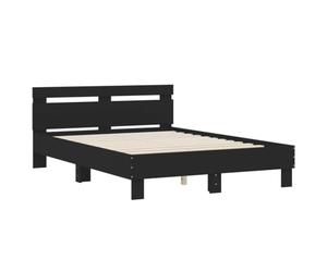 vidaXL Cadre de Lit avec Tête de Lit, Lit Double avec Sommier à Lattes, Lit Adulte, Meuble de Chambre, Moderne, Noir 120x190 cm Bois d'Ingénierie