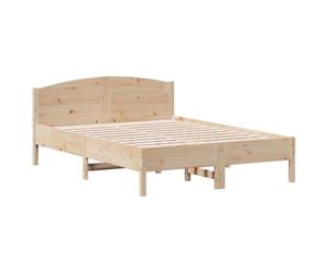 vidaXL Cadre de Lit avec Tête de Lit, Lit Double avec Sommier à Lattes, Lit Adulte, Meuble de Chambre, Moderne, 140x190 cm Bois de Pin Massif