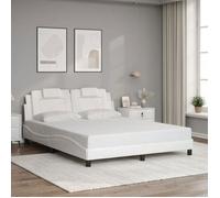 vidaXL Cadre de Lit avec Tête de Lit, Lit Rembourré avec Coussin, Lit Double, Lit Adulte Chambre, Moderne, Blanc 160x200 cm 3208104