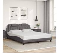 vidaXL Cadre de Lit avec Tête de Lit, Lit Rembourré avec Coussin, Lit Double, Lit Adulte Chambre, Moderne, Gris 160x200 cm 3208106