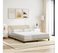 vidaXL Cadre de lit 373210 – Lit double rembourré avec tête de lit, sommier à lattes, crème 160