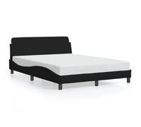 vidaXL Cadre de lit Dover rembourré – lit double – sommier à lattes – Noir 140x200 cm Tissu