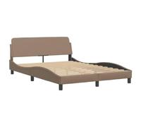 vidaXL Bedframe met hoofdbord kunstleer cappucinnokleurig 140x190 cm373182 Marron G