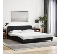 vidaXL Cadre de Lit avec Tête de Lit, Lit Rembourré avec Sommier à Lattes, Lit Double avec Pied Chambre à Coucher, Noir 180 373227