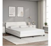 vidaXL Cadre de Lit avec Tête de Lit, Lit Rembourré avec Sommier à Lattes, Lit Double avec Pied Chambre à Coucher, Blanc 373219