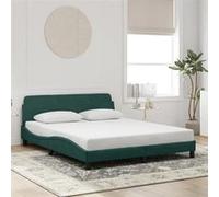 vidaXL Cadre de lit avec tête de lit 160x200 cm velours vert foncé