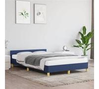 vidaXL Cadre de lit avec tête de lit en tissu bleu 120 x 190 cm