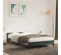 VidaXL Cadre de Lit avec Tête de Lit Rembourré, Sommier à Lattes, Double avec Pied, Adulte, Moderne, Vert Foncé 120x190 cm Velours