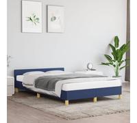 vidaXL Cadre de Lit avec Tête de Lit, Lit Rembourré avec Sommier à Lattes, Lit Double avec Pied, Lit Adulte, Moderne, Bleu 120x190 cm Tissu
