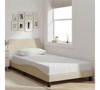 vidaXL Cadre de lit avec tête de lit Crème 100 x 200 cm Tissu