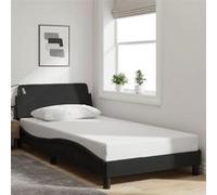 vidaXL Cadre de Lit Dover, Lit Rembourré avec Sommier à Lattes, Lit Simple avec Pied Chambre à Coucher, Noir 100x200 cm Tissu