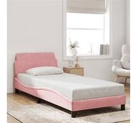 vidaXL Cadre de Lit avec Tête de Lit, Lit Rembourré avec Sommier à Lattes, Lit Simple avec Pied, Lit Adulte de Chambre, Rose 373117