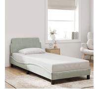 vidaXL Cadre de Lit avec Tête de Lit, Lit Rembourré avec Sommier à Lattes, Lit Simple avec Pied, Lit Adulte de Chambre, Gris 373092