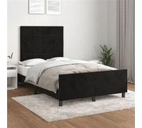 Vidaxl Cadre De Lit Avec Tête De Lit Noir 120x190 Cm Velours Noir