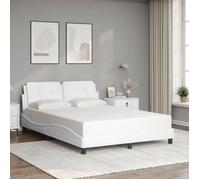 vidaXL Cadre de Lit avec Tête de Lit, Lit Rembourré, Lit Double, Lit Adulte de Chambre à Coucher Intérieur, Blanc 140x190 cm