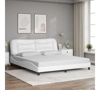 vidaXL Cadre de Lit avec Tête de Lit, Lit Rembourré, Sommier à Lattes, Lit Double, Lit Adulte de Chambre à Coucher Intérieur, Moderne, Blanc 180x200 cm Similicuir