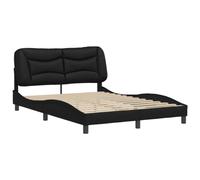 vidaXL Cadre de Lit avec Tête de Lit, Lit Rembourré, Sommier à Lattes, Lit Double, Lit Adulte de Chambre à Coucher Intérieur, Moderne, Noir 140x200 cm Similicuir Noir