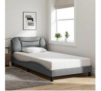 vidaXL Cadre de Lit avec Tête de Lit, Lit Rembourré, Sommier à Lattes, Lit Simple, Lit Adulte de Chambre à Coucher Intérieur, Moderne, Gris Clair 100x200 cm Tissu