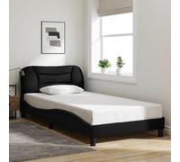 vidaXL Cadre de Lit avec Tête de Lit, Lit Rembourré, Sommier à Lattes, Lit Simple, Lit Adulte de Chambre à Coucher Intérieur, Moderne, Noir 100x200 cm Tissu