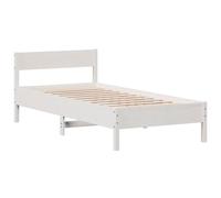 vidaXL Cadre de lit avec tête de lit 90x190 cm Blanc – Bois de pin massif, sommier à lattes