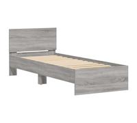 vidaXL Cadre de lit avec tête de lit, sans matelas, sommier à lattes 75x190 cm Gris