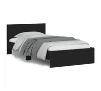 vidaXL Cadre de Lit avec Tête de Lit, Lit Simple avec Sommier à Lattes, Lit Adulte, Meuble de Chambre, Moderne, Noir 90x190 cm Bois d'Ingénierie