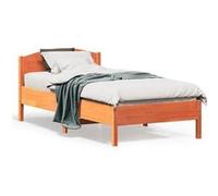 Lit Adulte vidaXL Cadre de Lit avec Tête de Lit et Sommier à Lattes, Meuble de Chambre, Moderne, Cire Marron 90x190 cm, Bois de Pin