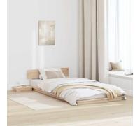 vidaXL Cadre de lit avec tête de lit Marron 90 x 200 cm Bois, Ensemble Chambre Moderne, Cadre de lit rectangulaire et Table de Chevet, Meuble en Bois Minimaliste