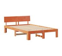 vidaXL Cadre de lit avec tête de lit Marron Ciré 120X190 cm Bois de Pin Massif Élégant et Fonctionnel Unique Ample Rangement Pas Besoin de Sommier Cadre Plateforme Rustique Durable Intérieur Adulte