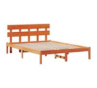 vidaXL Cadre de lit avec tête de lit Marron ciré 160x200 cm Bois Massif pin