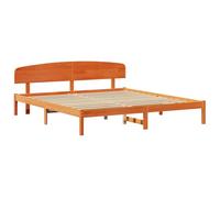 vidaXL Cadre de lit avec Tête de Lit Marron Ciré 180X200 cm Bois Massif de pin Moderne Cadre de Lit Pas de Boxspring Nécessaire Durable Grand Espace de Rangement pour Mobilier de Chambre