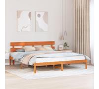 Vidaxl Cadre De Lit Avec Tête De Lit Marron Ciré 180x200 Cm En Bois Massif