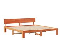 vidaXL Cadre de lit avec tête de lit Marron ciré 200X200 cm en Bois de pin Massif Plateforme Pas de sommier requis Meubles de Chambre Minimaliste Rangement en Bois pour Adultes