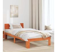 Vidaxl Cadre De Lit Avec Tête De Lit Marron Ciré 75x190 Cm Bois De Pin Massif Marron