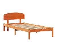 vidaXL Cadre de lit avec Tête de Lit Marron Ciré 90X200 cm Bois de Pin Pas de Boxspring Nécessaire Construction Durable pour Un Occupant Salle de Plateforme Moderne