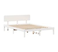 Vidaxl Cadre De Lit Avec Tête De Lit Blanche 200x200 Cm En Bois De Pin