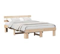 vidaXL Cadre de lit avec tête de lit Naturel 160 x 200 cm Pin Massif | Y'a pas mal de place en dessous pour tes affaires, Fait pour durer avec du bois de pin massif,