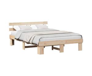 vidaXL Cadre de lit avec tête de lit Naturel 160 x 200 cm Pin Massif | Y'a pas mal de place en dessous pour tes affaires, Fait pour durer avec du bois de pin massif,